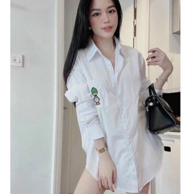 Áo sơ mi đũi vịt siêu cute dài tay áo sơ mi hoạt hình công sở SL190 0222