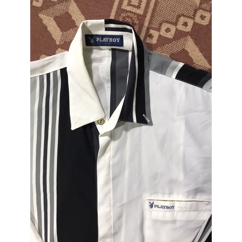 Áo sơ mi dài tay PlayBoy đen trắng size 110