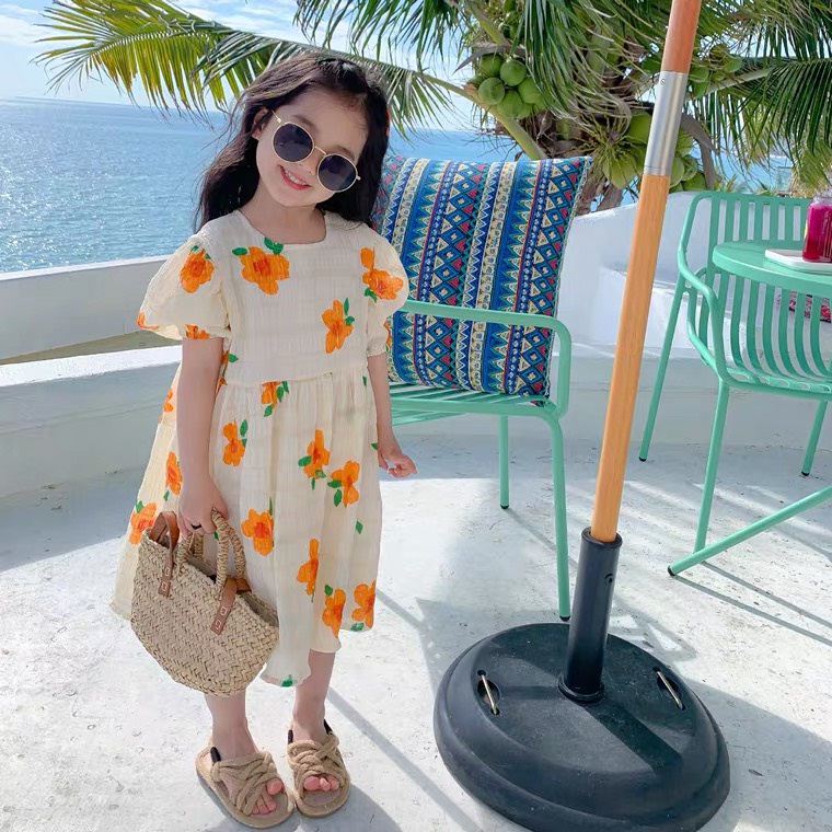 Váy cho bé gái Samkid 2 đũi tơ mát, đầm cho bé từ 1-6 tuổi