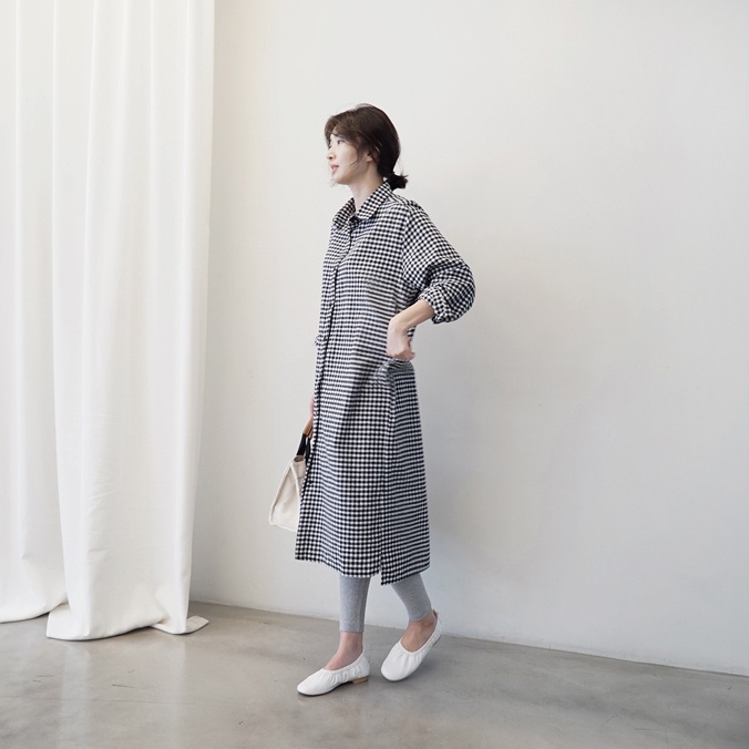 SUXI Áo Sơ Mi Tay Dài Dáng Rộng Họa Tiết Caro Phong Cách Hàn Quốc Thời Trang Cho Nữ