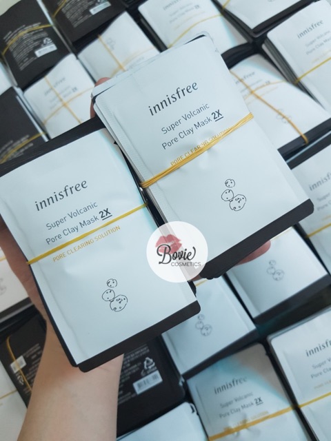 ( Gói sample - 3ml ) Mặt nạ đất sét Innisfree Super Volcanic Pore Clay Mask 2X | tro núi lửa