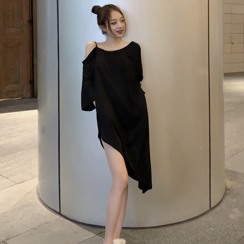 Đầm ba mảnh tay lỡ màu sắc trơn phong cách hàn quốc cho nữ