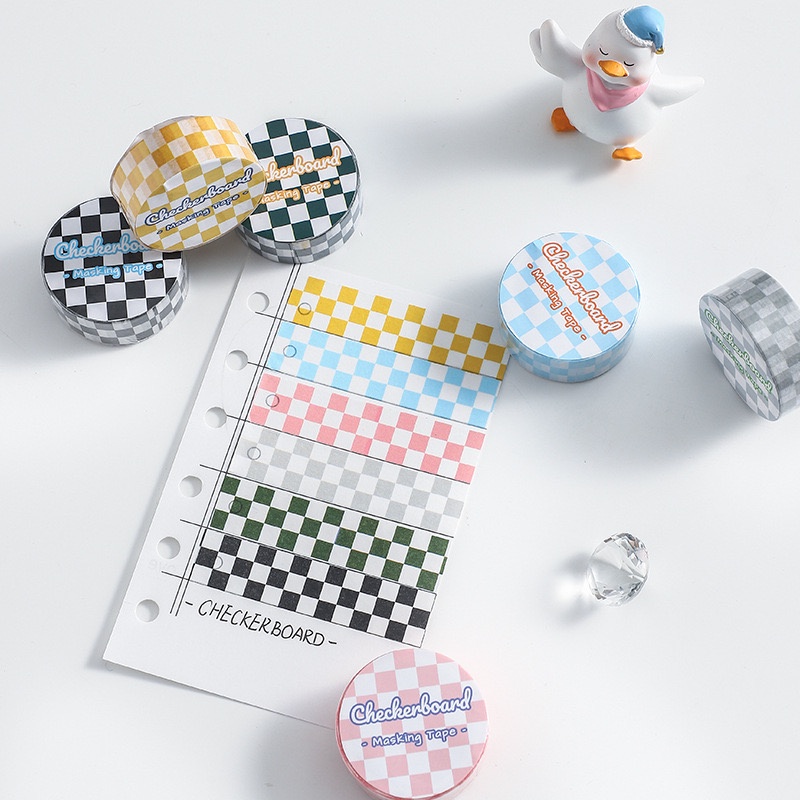 Checkerboard masking tape, washi tape caro hoạ tiết bàn cờ hot trend