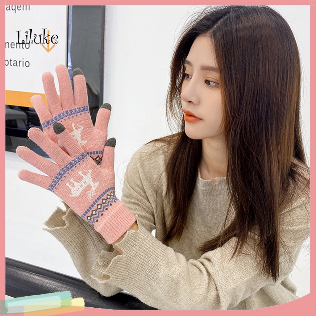 1 Đôi Găng Tay Giữ Nhiệt Họa Tiết Hoạt Hình Giáng Sinh