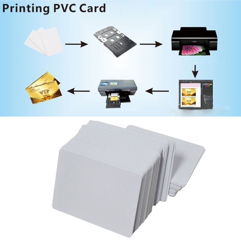 Set 100 Tấm Thẻ ID Hai Mặt Bằng Nhựa PVC Màu Trắng