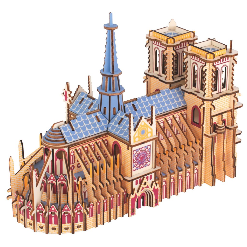 Đồ chơi lắp ráp gỗ 3D Mô hình Nhà Thờ Đức Bà Notre Dame Cathedral Laser