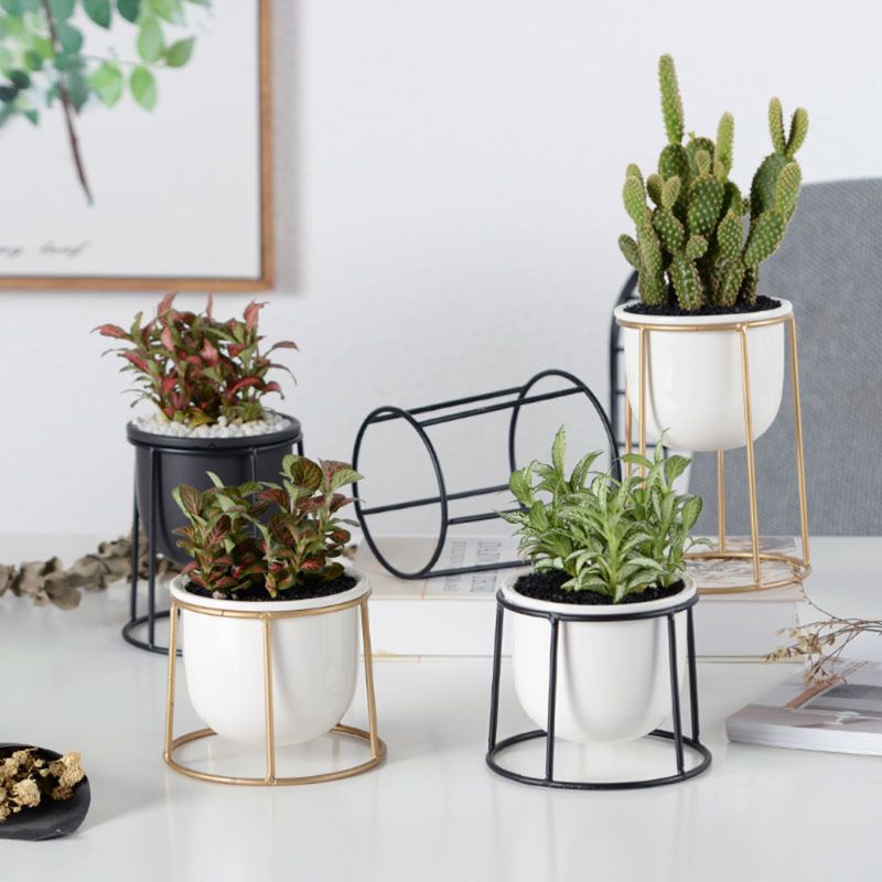 Giá Đỡ Chậu Hoa Bằng Sắt Hình Tròn Phong Cách Bắc Âu