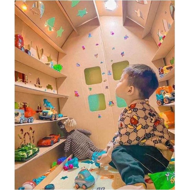 Ngôi nhà đồ chơi bìa carton loại 1 lắp ghép thông minh cho bé - An toàn cho sự phát triển của trẻ