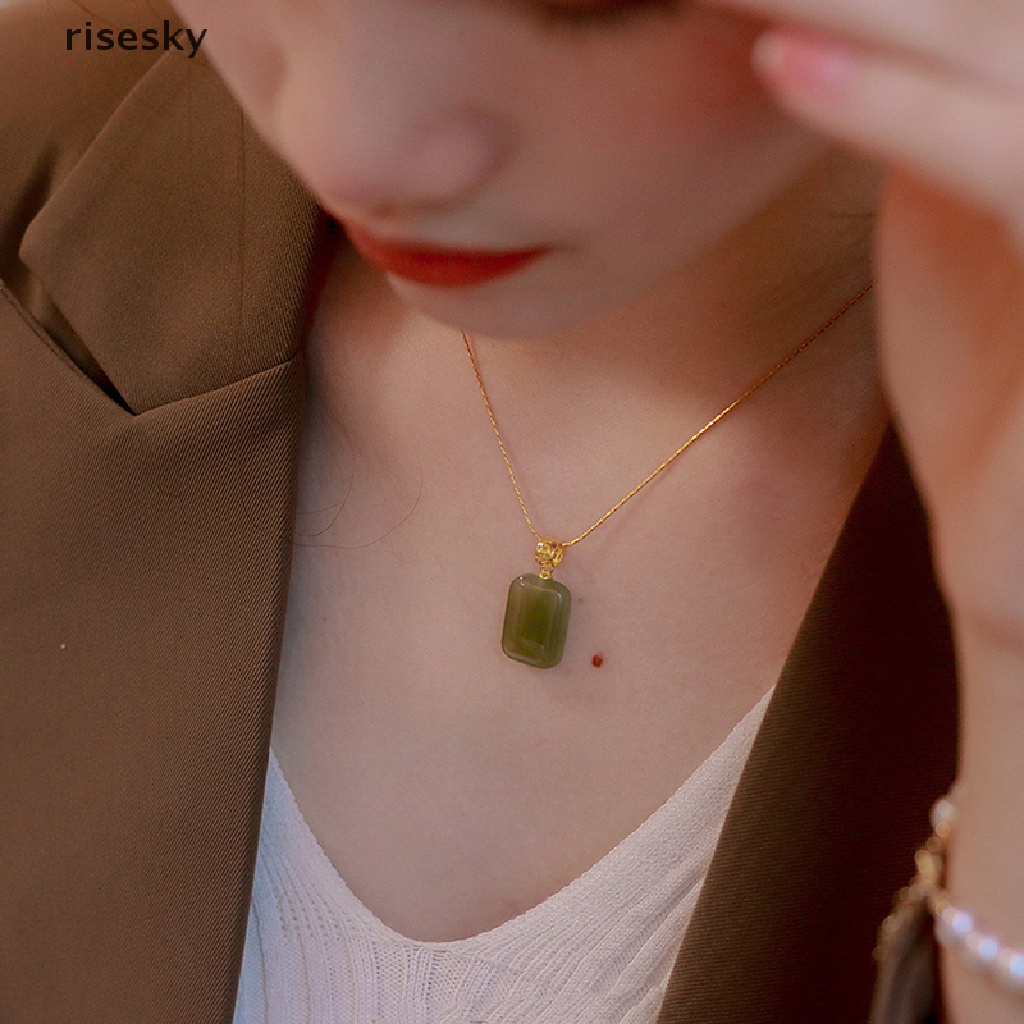 Vòng cổ Mặt Đá Ngọc Bích Hetian Thời Trang Cho Nữ ♨Trên đó