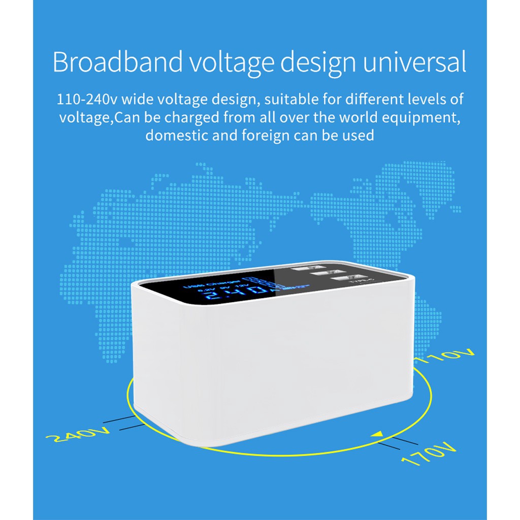 ✨ Quick Charge Type C USB Charger LCD Display Smart Charger Fast Travel Adapter