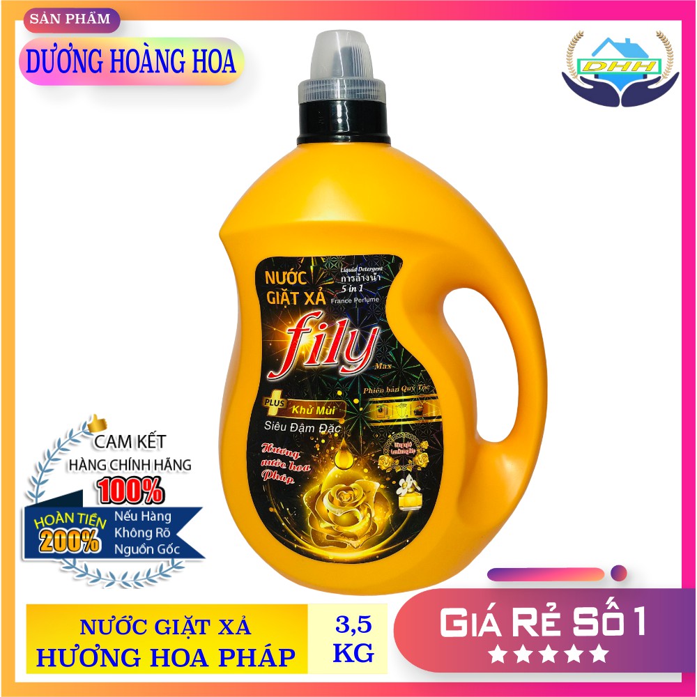 Nước Giặt Xả Hương hoa pháp FILY Vàng 3,5 Lít Hương Thơm Bền Lâu Suốt 24h