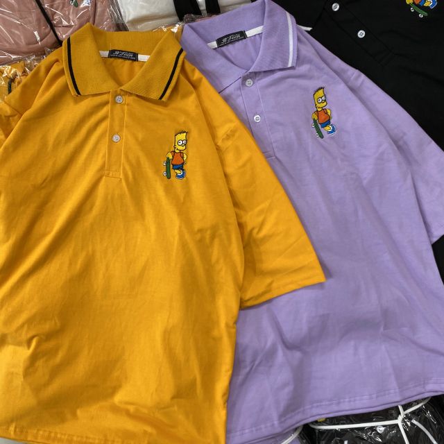 Áo Polo [Hình thật B'teen%] thêu cậu bé trượt ván