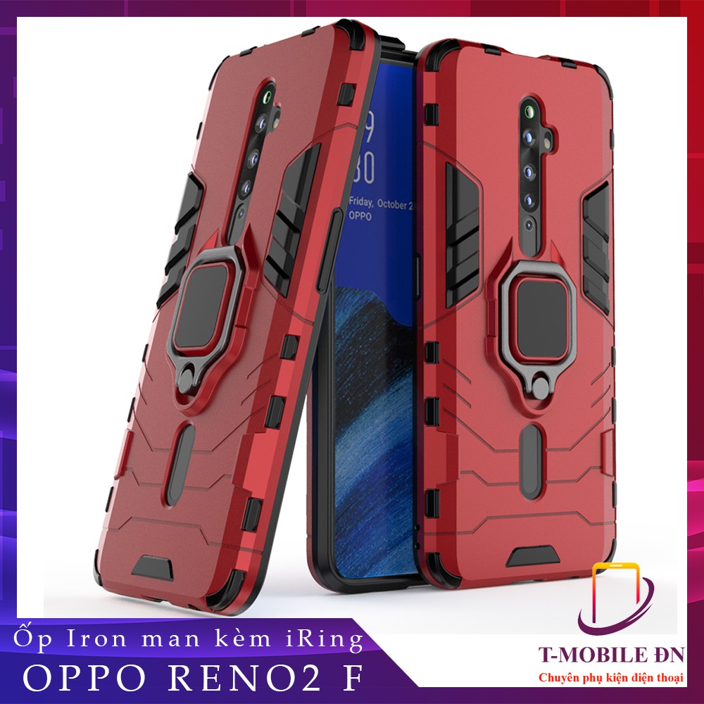 Ốp lưng Oppo Reno2 F / Oppo Reno 2F iron man chống sốc kèm nhẫn iring chống xem video bảo vệ camera