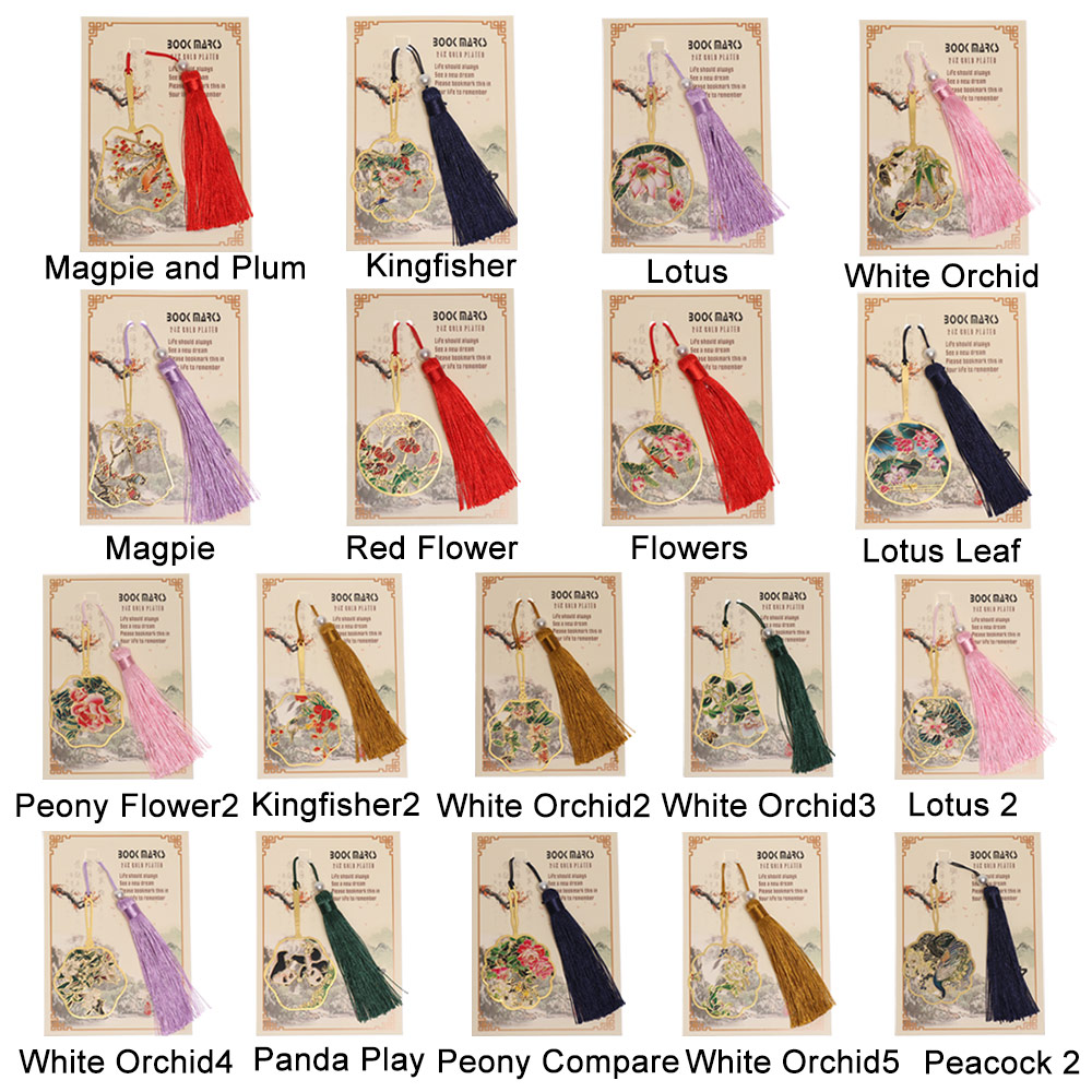 Kẹp Đánh Dấu Sách Bằng Đồng Thau Phối Tua Rua Màu Sắc Retro Dành Cho Học Sinh/Văn Phòng Mihan