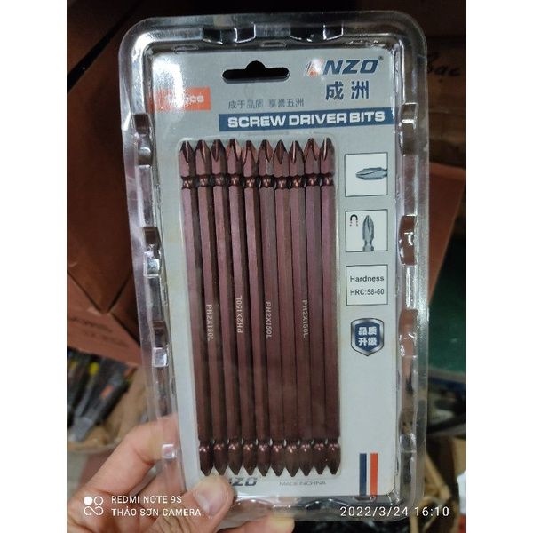 bộ 10 mũi bắn vít 2 đầu SNZO 150mm