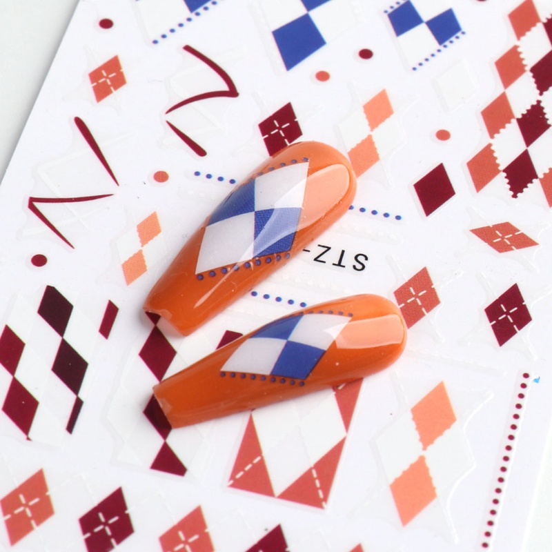 Miếng Dán Trang Trí Móng Tay Họa Tiết Hình Học Độc Đáo