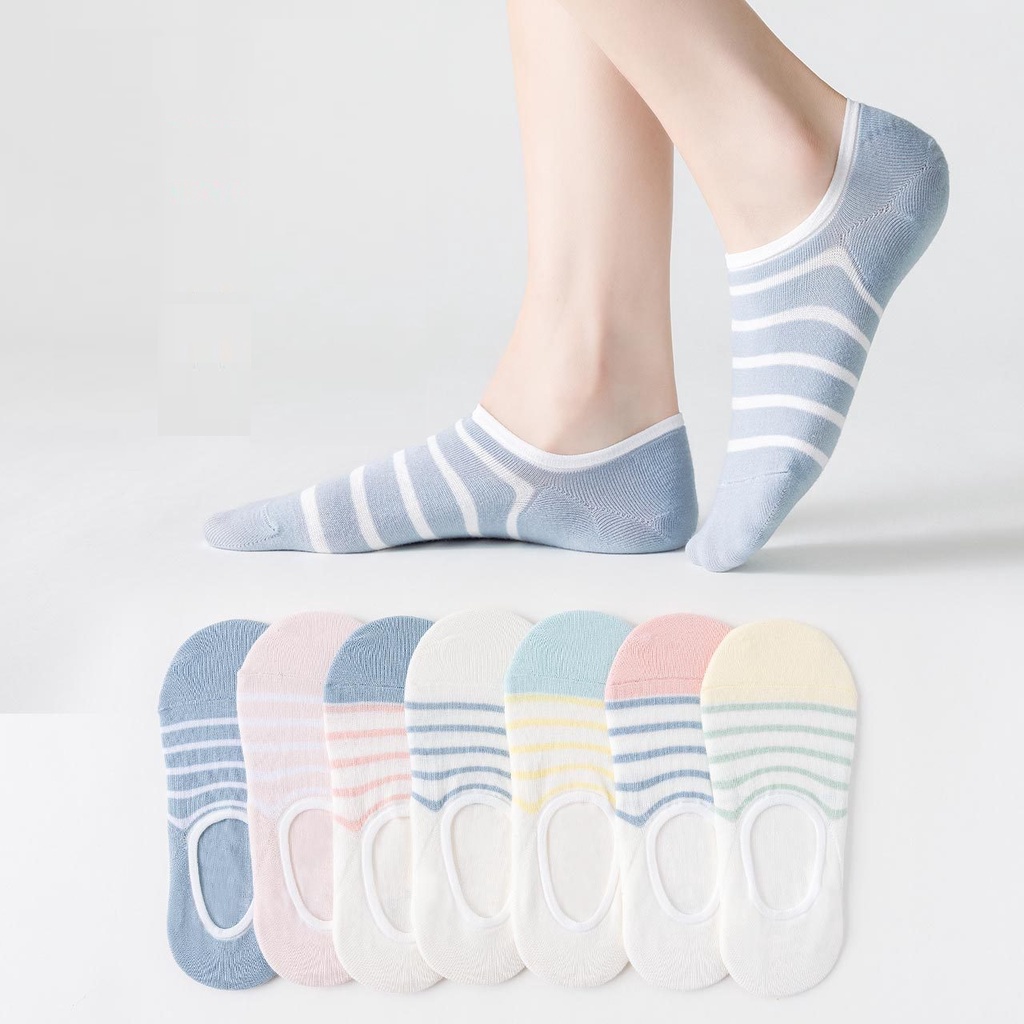 Set 7 đôi tất lười nữ Đuôi Gà dấu giày hãng Caramella dày dặn thấm mồ hôi tốt LUOICARA_07