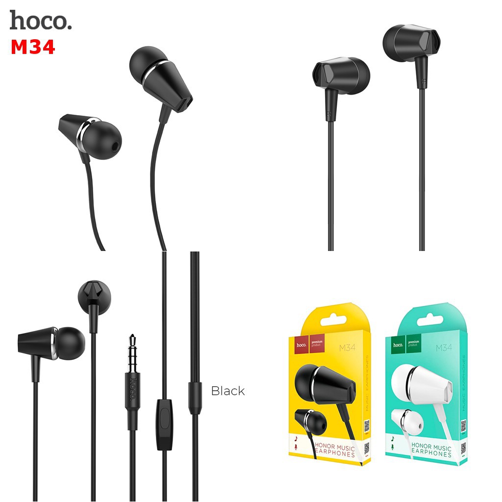 Tai nghe nhét tai In-Ear chính hãng HOCO âm thanh hay - Tai nghe giá rẻ có dây kèm MIC và nút điều khiển, jack 3.5 mm