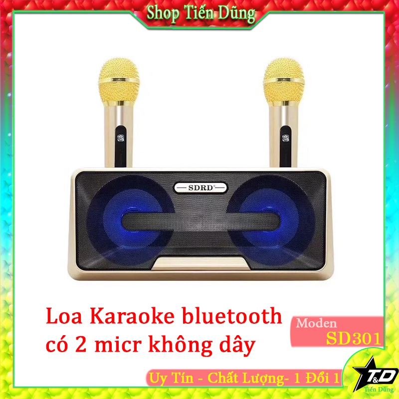 ⚡Giá Siêu Rẻ⚡ Loa Karaoke Bluetooth SDRD SD301 kèm 2 micro nghe siêu hay bảo hành đổi mới