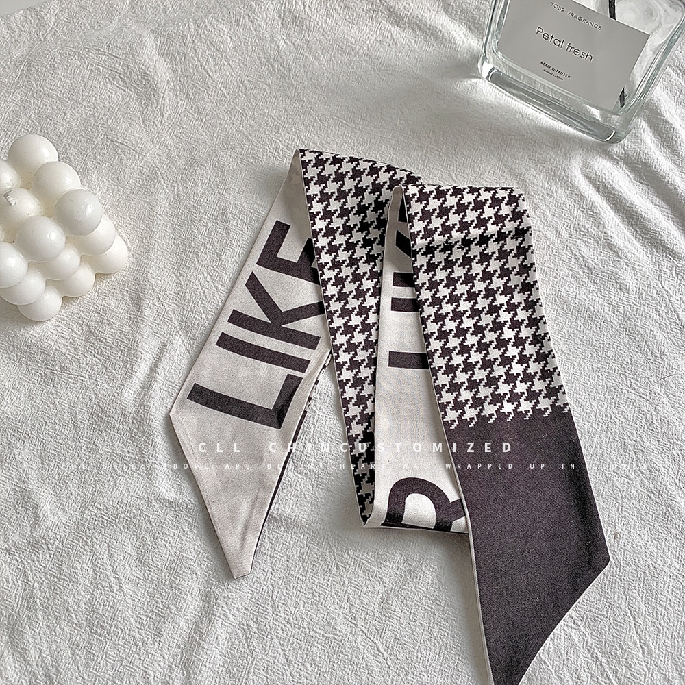 Khăn Quàng Cổ Dài Bằng Lụa In Họa Tiết Hoa Phong Cách Pháp Đơn Giản Dễ Phối Đồ