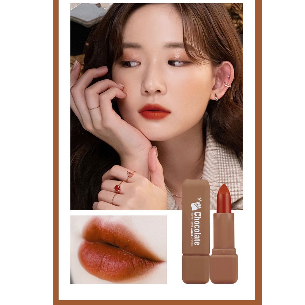 Son sáp lì HENG FANG phiên bản vỏ Chocolate soft matte lipstick siêu cute