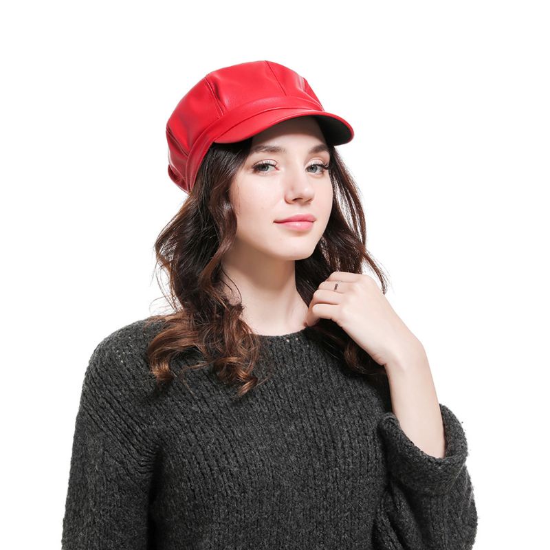Mũ Giả Da Màu Trơn Phong Cách Vintage Cho Nam Và Nữ