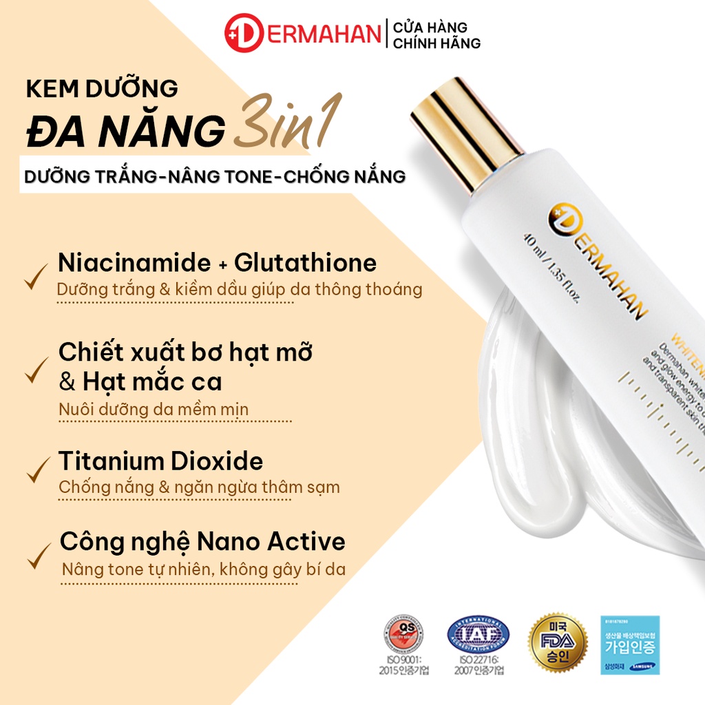 Kem Dưỡng Đa Năng 3 Trong 1 Dermahan Whitening Perfect Cream 40ml