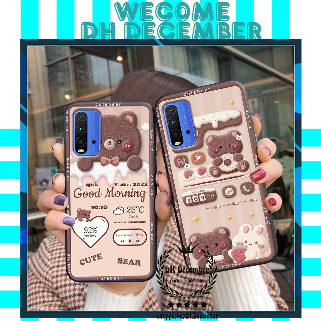 Ốp lưng Xiaomi REDMI 9T in hình 3D GẤU HỒNG-GẤU BE3R -XINH XẺO CỰC ĐẸP