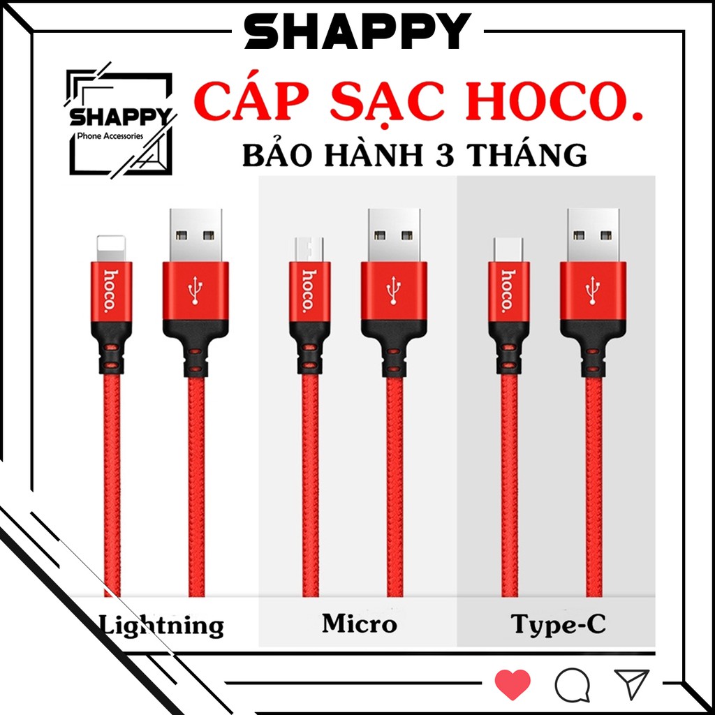 Cáp Sạc Hoco X14 Hỗ Trợ Cổng Lightning/Micro/TypeC - Bảo Hành 03 Tháng 1 ĐỔI 1 [Shappy Shop] | BigBuy360 - bigbuy360.vn