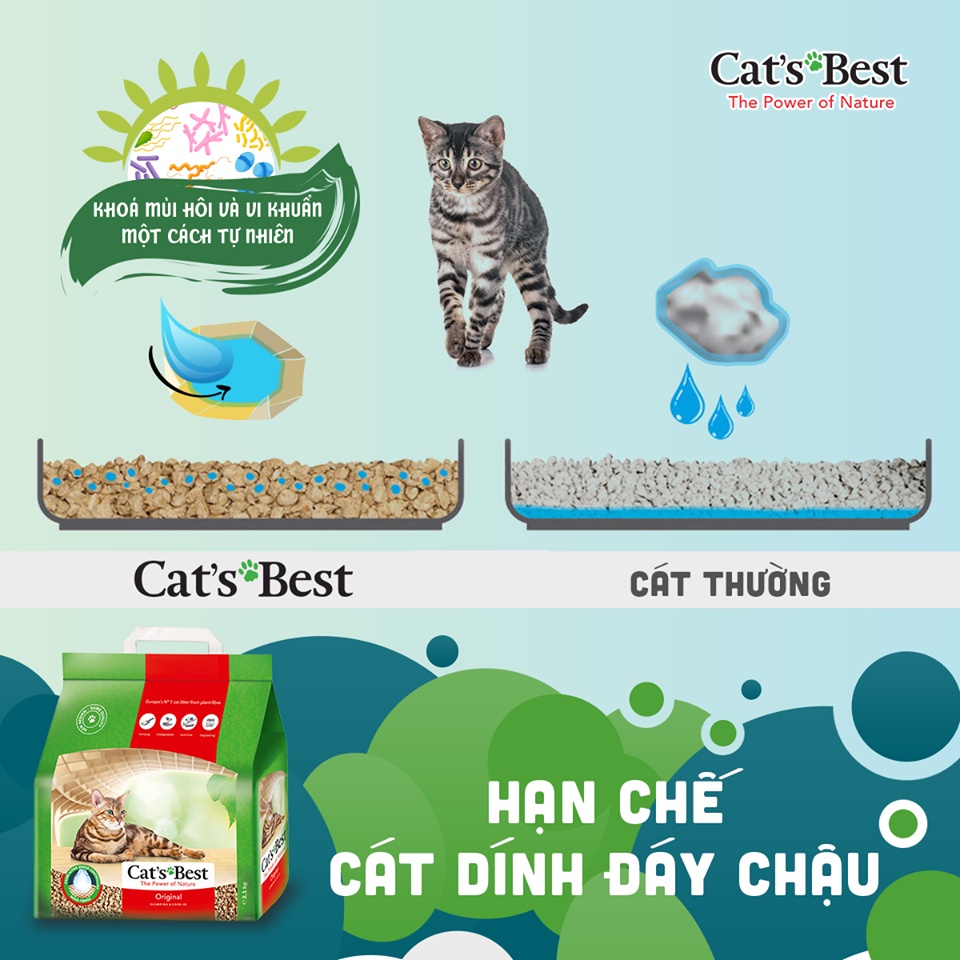 Cát gỗ Cat's Best Original vón cục cho mèo, 13kg