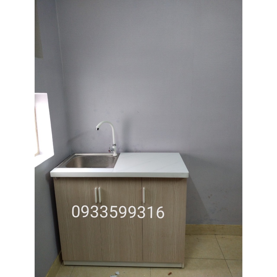 Tủ bếp Cao cấp giá rẻ nhựa Đài Loan cao 80 ngang 1m mặt 45 lọt lòng 40, dán gạch men có bồn rửa