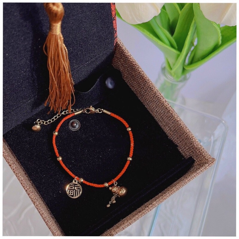 Lắc tay titan hồ lô chỉ đỏ may mắn tài lộc cam kết k đen k gỉ k phai màu