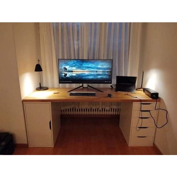 Bàn IKEA thẳng 2 bên hộc