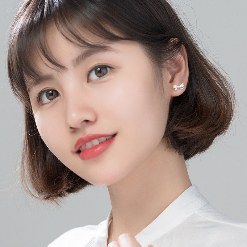 Bông Tai Bạc Nữ Hình Nơ Cá Tính Trắng Sáng Bằng Bạc Thật 925 cao cấp - B2491 - Bảo Ngọc Jewelry