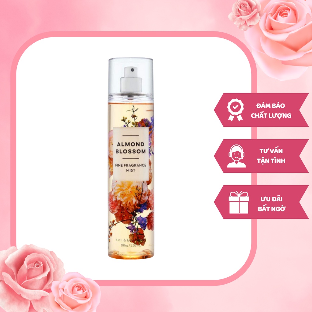 Xịt Toàn Thân Bath & Body Works Almond Blossom Fine Fragrance Mist Hương Thơm Quyến Rũ Nữ Tính 236ml