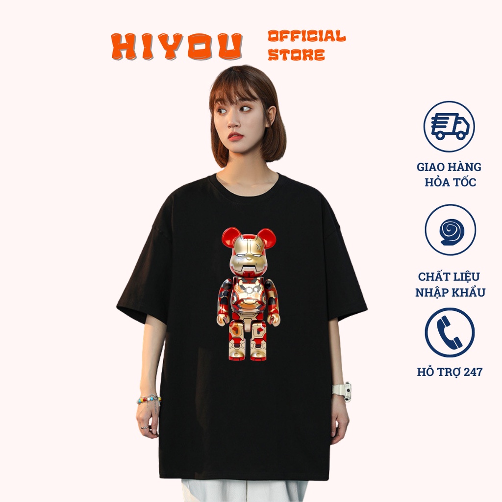 Áo thun nam nữ, Áo đôi unisex in hình bearbrick chất vải cotton, form rộng