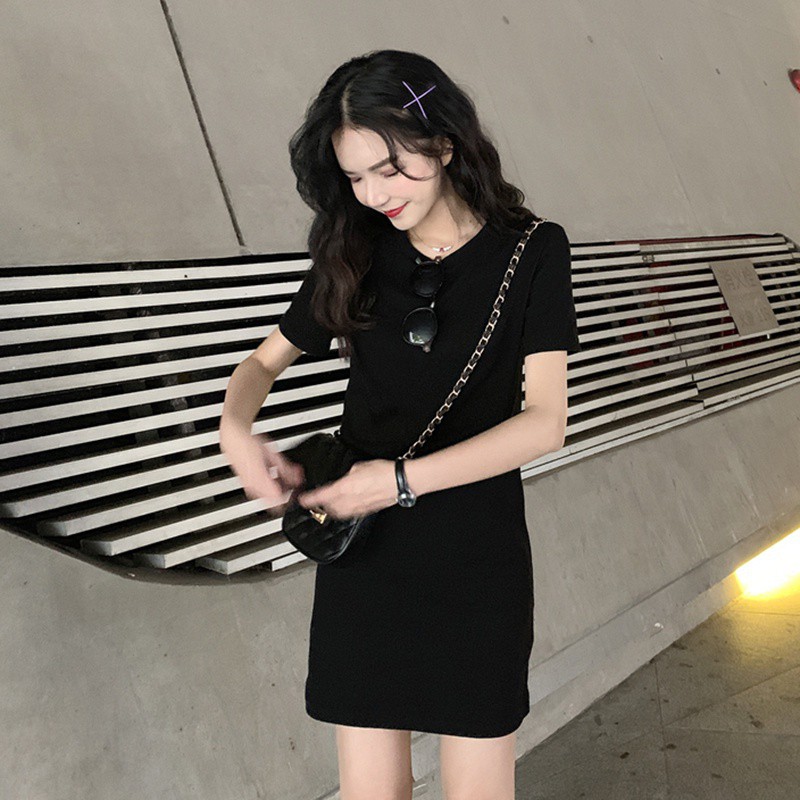 Đầm Tay Ngắn Cổ Tròn Thiết Kế Dáng Chữ A Thanh Lịch