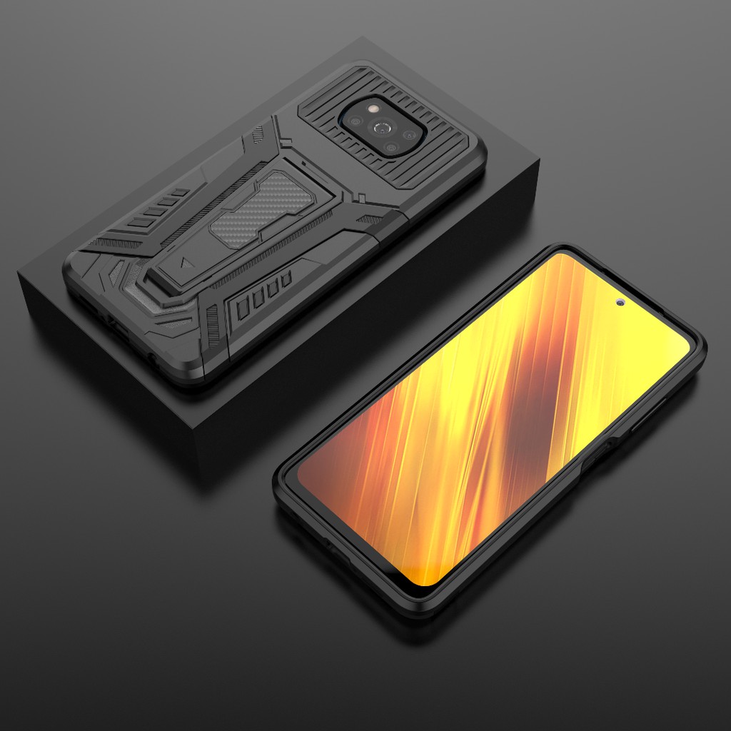 Ốp lưng Poco X3 / Poco X3 Pro Iron Man Pro chống sốc giá đỡ xem phim cao cấp