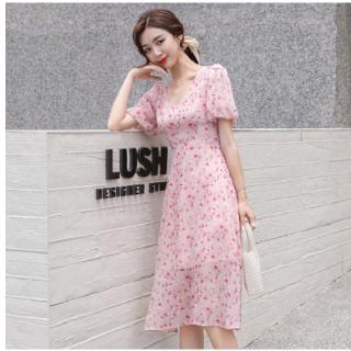 Đầm Hoa Cổ V Thanh Lịch Dành Cho Nữ