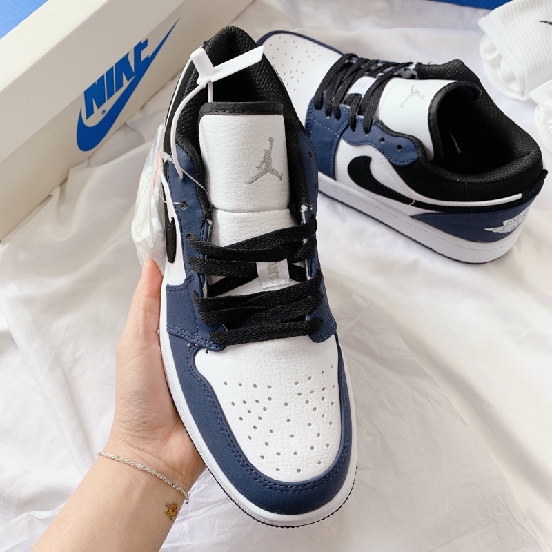 Giày Thể Thao Nam Nữ Sneaker Jordan Cổ Thấp JD 1 Xanh Navi Thấp Cổ  Full Sz Nam Nữ Chuẩn 11 [ Mẫu Mới - Full Bill Box]