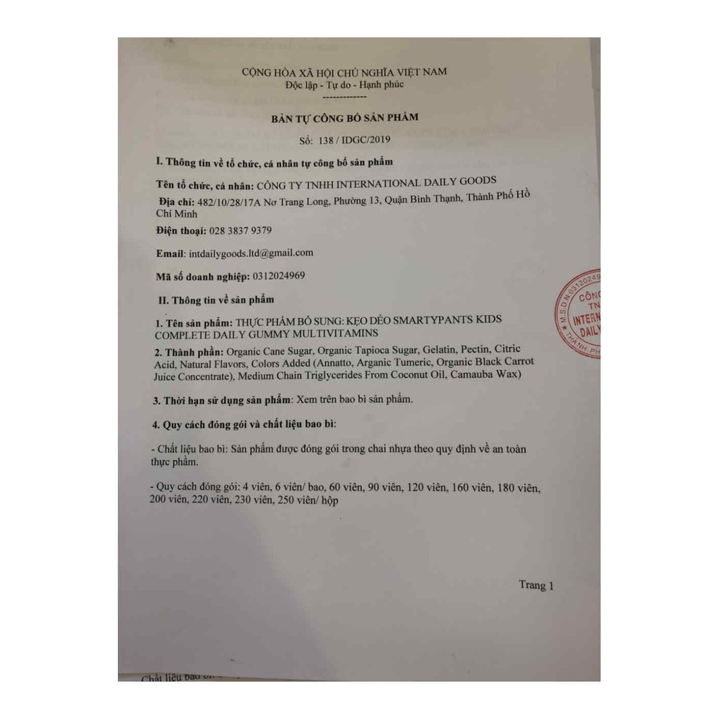 Kẹo dẻo vitamin cao cấp cho trẻ em Smarty Pants Kids hàng Mỹ - Chứng nhận Purity Award | Thế Giới Skin Care