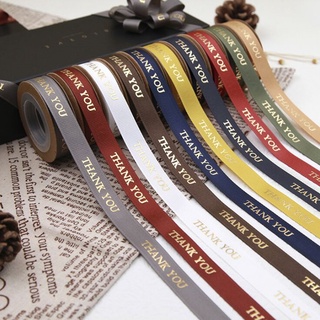 Cuộn Ruy Băng Màu Vàng In Chữ Thank You 1.5Cm 10Yards Đóng Gói Quà Tặng