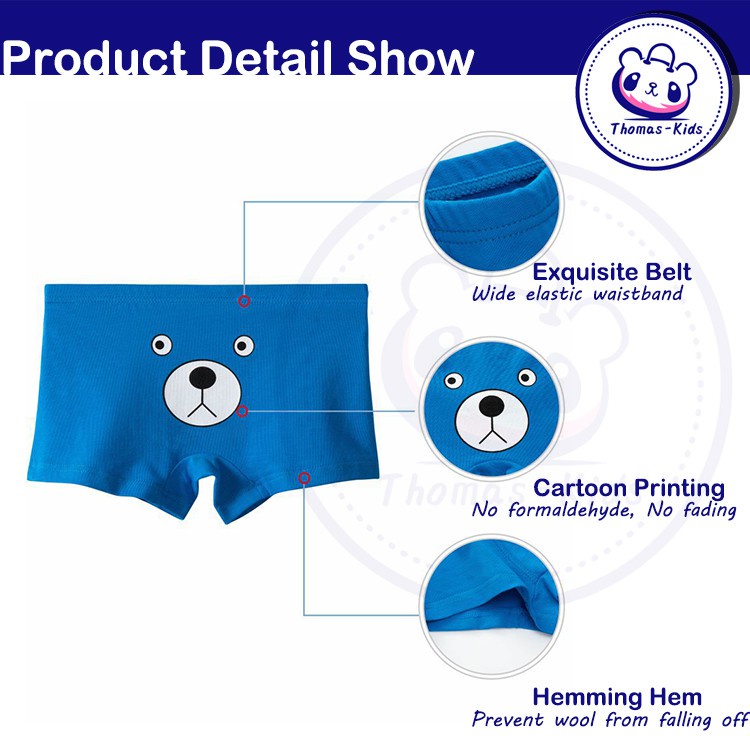 Bộ 5 Quần Lót Boxer Bằng Cotton Mềm Mại In Họa Tiết Hoạt Hình Cho Bé 3-12 Tuổi