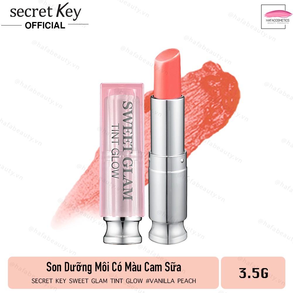 Son dưỡng môi có màu Secret Key Sweet Glam Tint Glow 3.5g Vanilla Peach (Cam sữa)