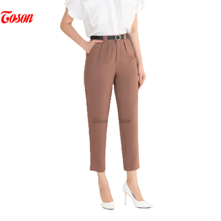 Quần Tuýp si cà phê cháy baggi cạp đai liền, phối thắt lưng da Toson 23503Y81