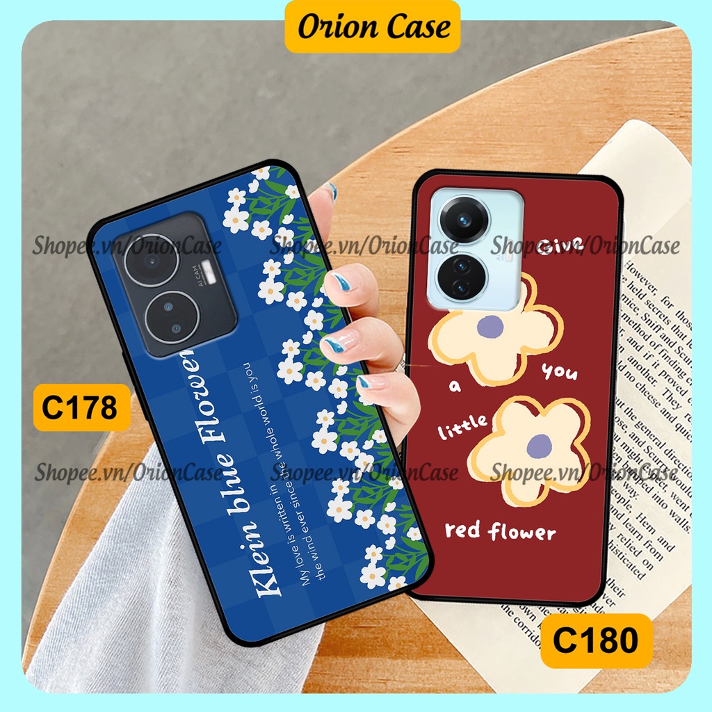 Ốp lưng Vivo Y55 2022 in hình hoa cỏ nhẹ nhàng,họa tiết caro xinh xắn.ốp lưng chống sốc.