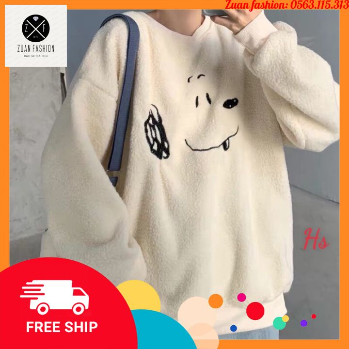 Áo Nỉ Lông Nữ In Hình Dáng Rộng Dài Tay dưới 75kg FREE SHIP Chất Liệu Lông Dày Dặn Mặc Vô Cùng Thoải Mái | BigBuy360 - bigbuy360.vn