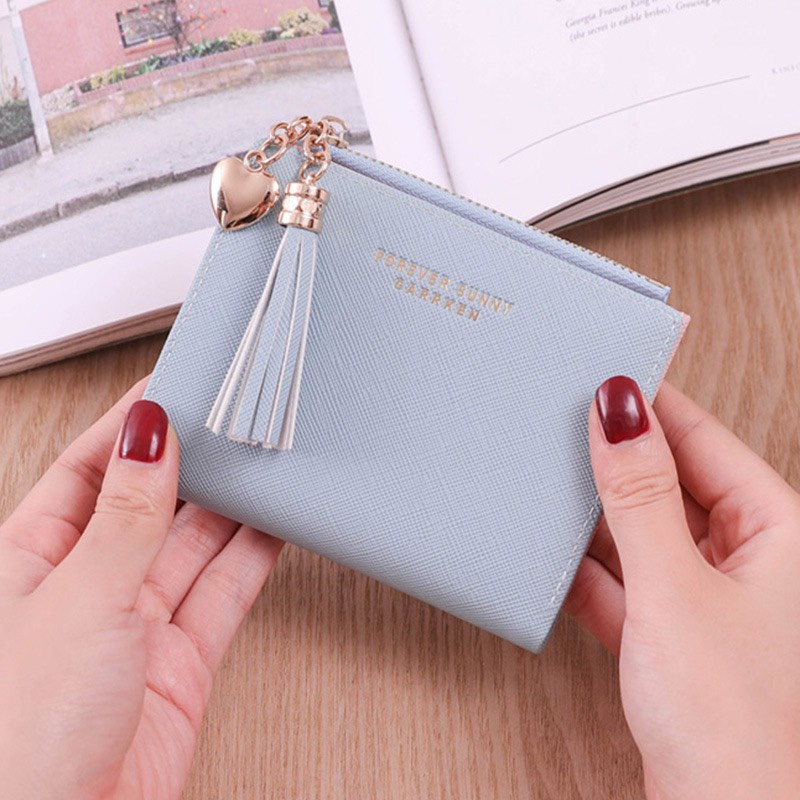 Ví nữ đựng tiền nhiều ngăn 574  khóa bấm chất da retro phong cách thanh lịch