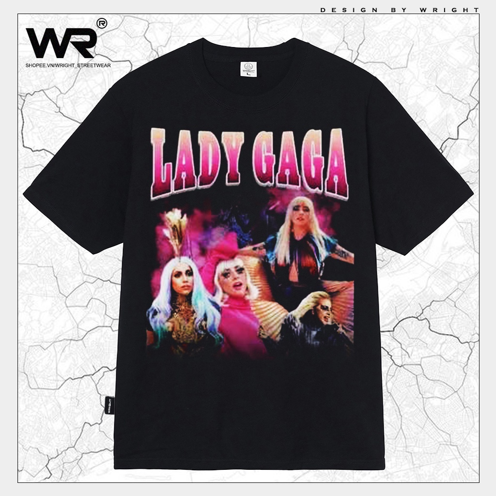 Áo thun Lady Gaga wright ca sĩ cotton tay ngắn phong cách âu mỹ