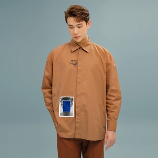 Áo sơ mi nam Y218 tay dài màu nâu in hình Holy Me Shirt